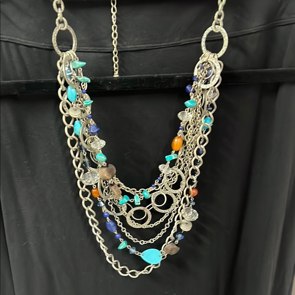 Chico's Blue and Orange Layered Necklace